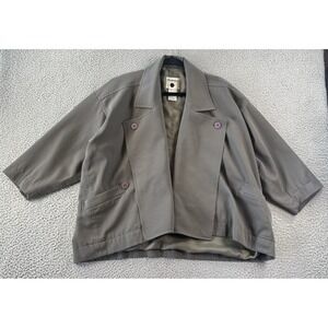Vintage Issey Miyake Plantation Jacket Womens Small Wool Taupe Minimalist Boxy